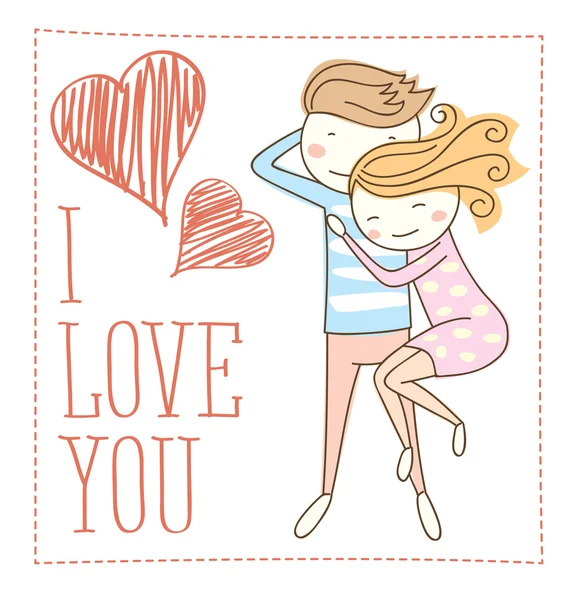 Couple Fall In Love — Stock Vector