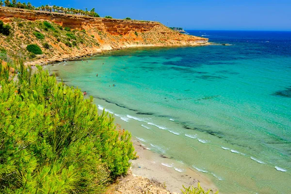 Verão Espanha Oriuela Costa Praias Cabo Roig Campoamore Cala Aguamarina — Fotografia de Stock