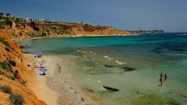 Spanya Yaz Akdeniz Plajlar Campoamor Cabo Roig Orihuela Costa Alicante — Stok video