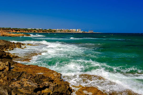 Belle Mer Turquoise Côte Orihuela Costa Espagne Playa Flamenca — Photo