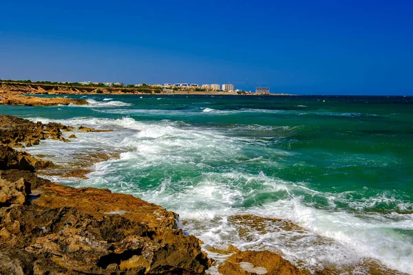 Beautiful Turquoise Sea Coast Orihuela Costa Spain Playa Flamenca Stock Photo