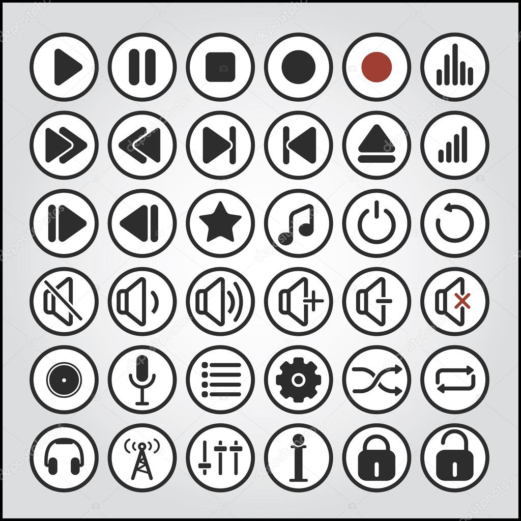 sound buttons, audio player icons