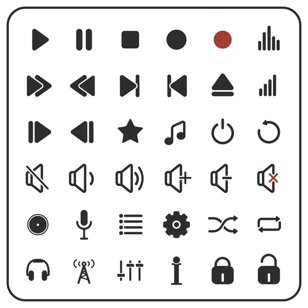 Botones del reproductor de sonido, iconos de audio — Archivo Imágenes Vectoriales