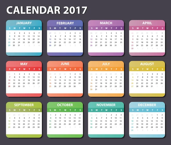 Kalender 2017 — Stockvektor