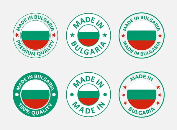 Set di etichette made in Bulgaria, emblema del prodotto bulgaro — Vettoriale Stock