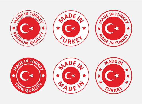 Made in Turkey labels set, Republic of Turkey product emblem — Stock Vector