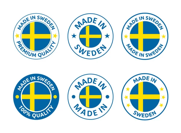 İsveç ürünleri ambleminde üretilen İsveç ürünleri seti. — Stok Vektör