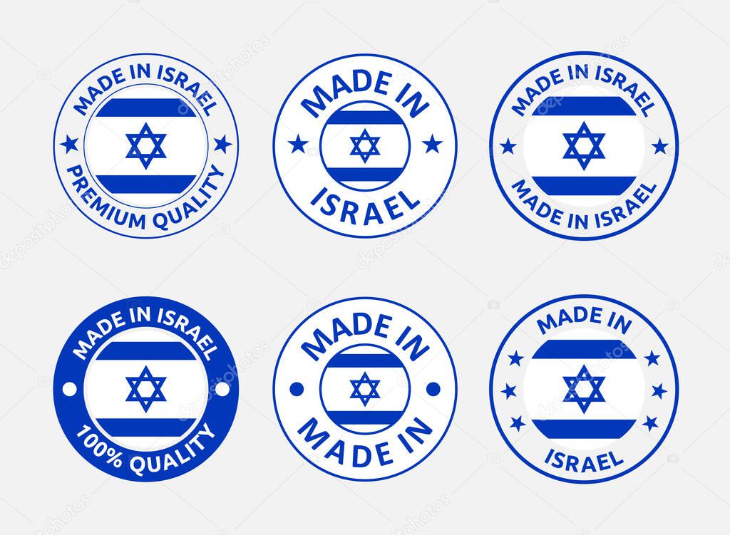 made in Israel icon set, made in State of Israel product labels