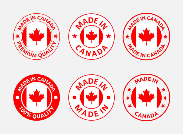 made in Canada labels, Canadian product emblems set