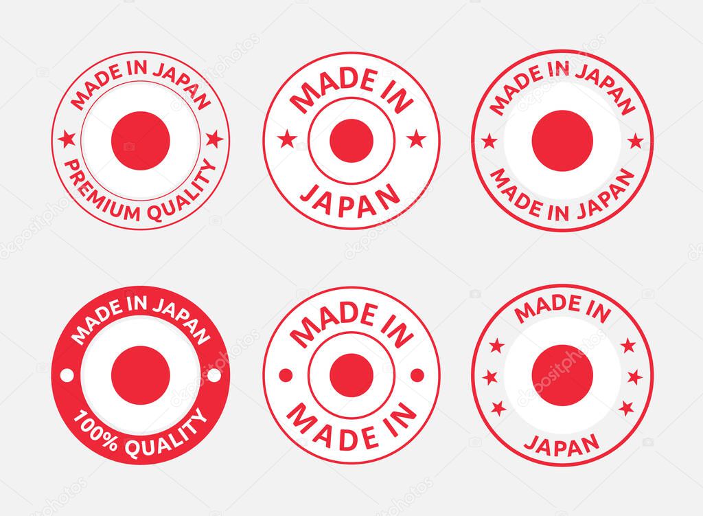 made in Japan labels set, Japanese product emblem