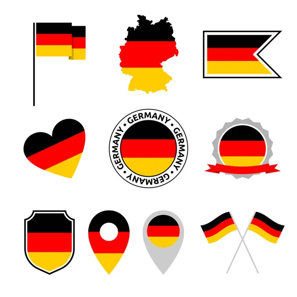 Conjunto de iconos de bandera de Alemania, símbolo de bandera alemana — Archivo Imágenes Vectoriales