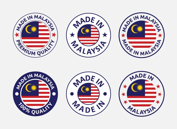 Dibuat di Malaysia label ditetapkan, produk lambang Malaysia - Stok Vektor
