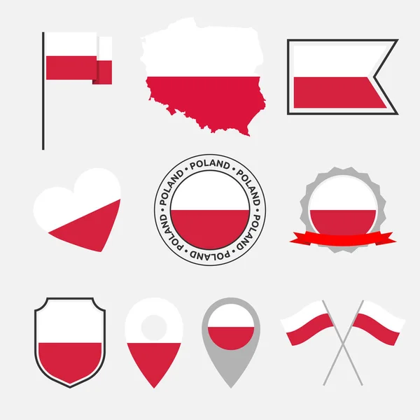 波兰国旗图标，波兰国旗符号 — 图库矢量图片