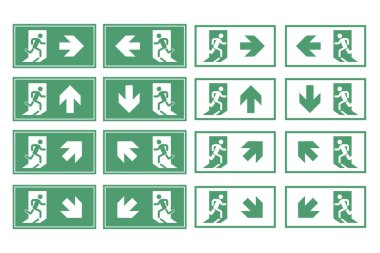 Çıkış kapısı işareti hazır, acil çıkış etiketi.