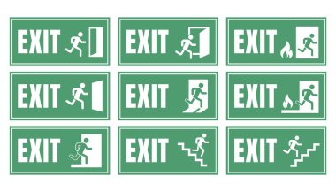 Çıkış kapısı işareti hazır, acil çıkış etiketi.