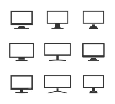 monitör simgeleri seti, bilgisayar veya TV gösterge işaretleri