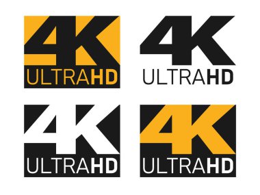 4k Ultra Hd icons set, UHD screen resolution clipart