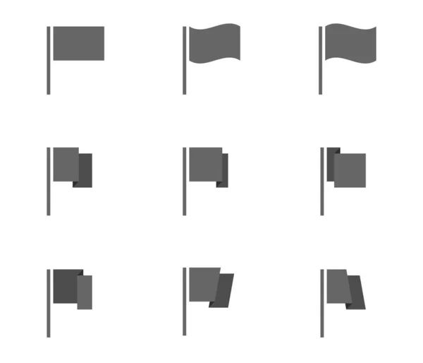 플래그 아이콘 세트, 벡터검은 페넌트 표시 흰색 배경에 — 스톡 벡터