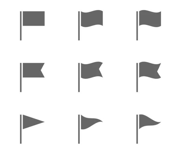 Wimpelsymbole gesetzt, schwarze Fahnenschilder auf weißem Hintergrund — Stockvektor