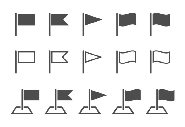 Wimpelsymbole gesetzt, schwarze Fahnenschilder auf weißem Hintergrund — Stockvektor