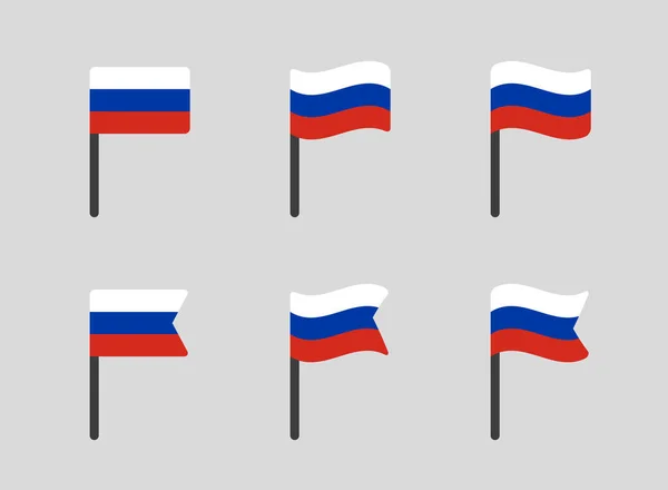 Conjunto de iconos de bandera de Rusia, símbolos de bandera nacional de la federación rusa — Archivo Imágenes Vectoriales