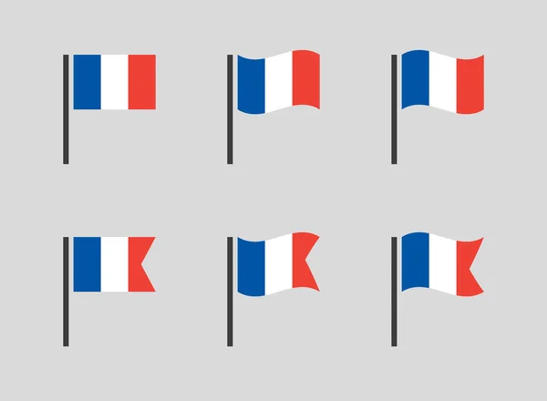 Ensemble de symboles du drapeau français, Icônes du drapeau national français — Image vectorielle