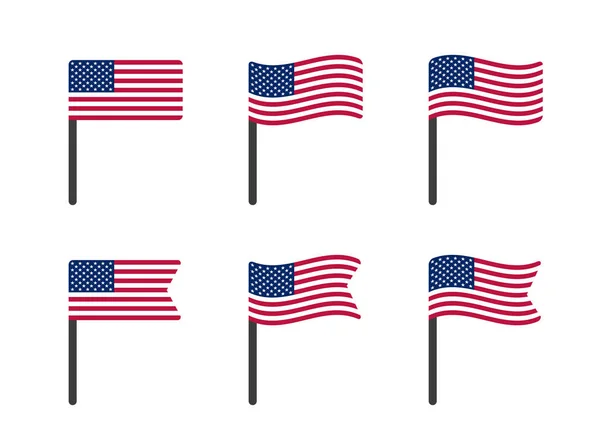 Etats-Unis ensemble d'icônes drapeau, symbole national des États-Unis d'Amérique — Image vectorielle