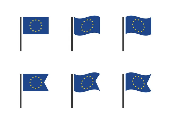 Conjunto de ícones de bandeira da União Europeia, símbolos de bandeira da UE — Vetor de Stock