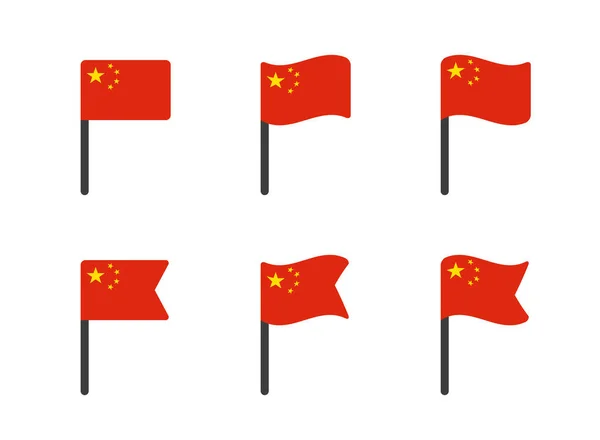 Conjunto de ícones da bandeira da China, símbolo nacional da República Popular da China — Vetor de Stock