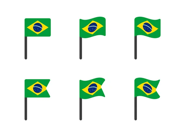 Brasilien Flagge Symbole gesetzt, Symbole der Flagge der Föderativen Republik Brasilien — Stockvektor