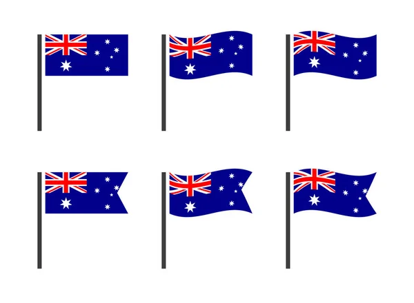 Australien Flaggensymbole gesetzt, Symbole der Nationalflagge des Commonwealth of Australia — Stockvektor