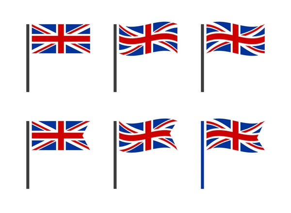 Conjunto de iconos de la bandera del Reino Unido, iconos de la bandera nacional británica, bandera del Reino Unido - Union Jack — Vector de stock