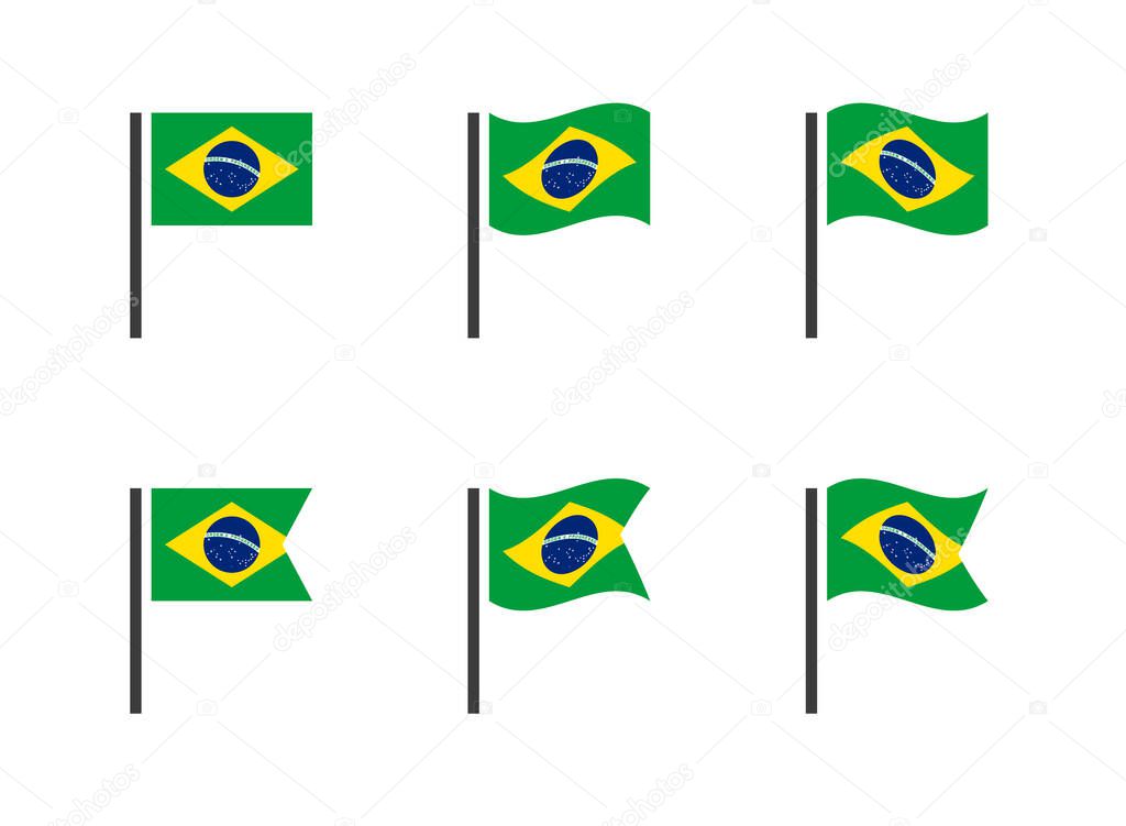 Brazil flag symbols set, national flag icons of Federative Republic of Brazil