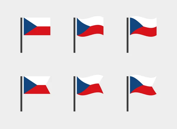 Tsjechië vlag symbolen set, nationale vlag pictogrammen van Tsjechië — Stockvector