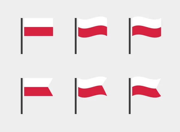 Poland flag symbols set, national flag icons of Poland — Stock Vector