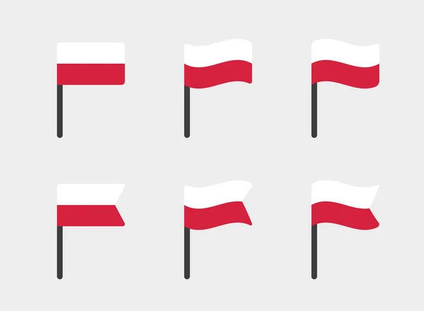 Poland flag symbols set, national flag icons of Poland — Stock Vector