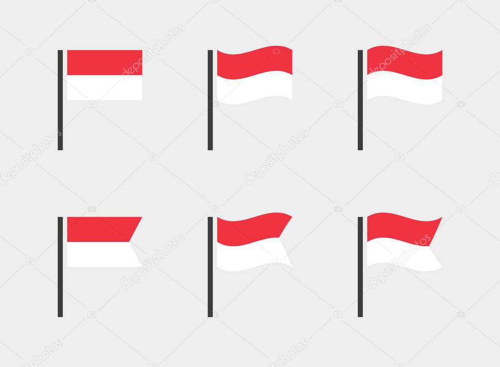 Flag of the Republic of Indonesia icons set, Indonesia flag symbols