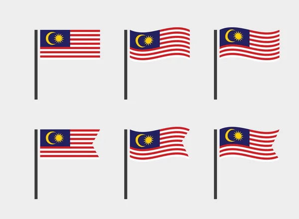 Conjunto de símbolos de bandeira da Malásia, ícones de bandeira nacional da Malásia — Vetor de Stock