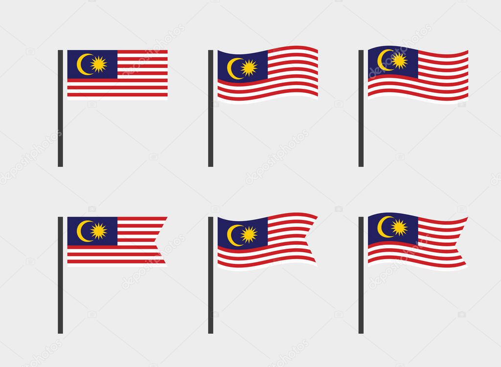 Malaysia flag symbols set, national flag icons of Malaysia