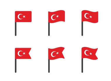 Türkiye Cumhuriyeti bayrak simgesi seti ve bayrağı