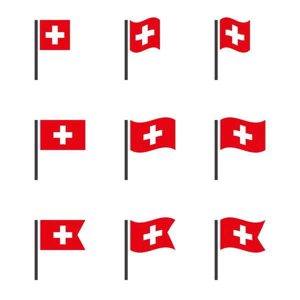 Schweiz Flaggensymbole gesetzt, Nationalflaggensymbole der Schweiz — Stockvektor