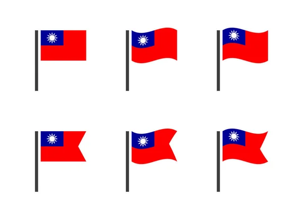 Flag of the Republic of China icons set, Taiwan flag symbols — Stock Vector