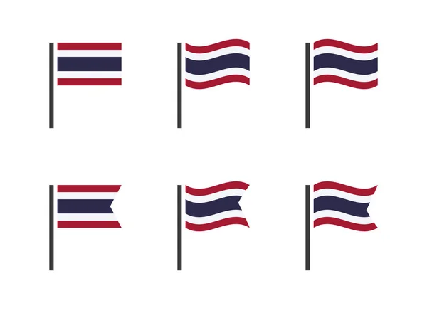 Ensemble d'icônes Drapeau du Royaume de Thaïlande, symboles du drapeau thaïlandais — Image vectorielle