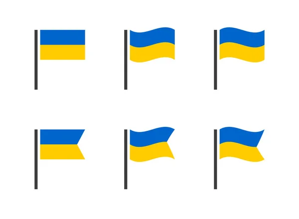 Набор иконок украинского флага, государственных символов Украины — стоковый вектор