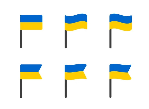 Ukrainska flaggsymboler inställda, nationella flaggikoner i Ukraina — Stock vektor