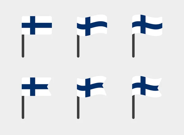 Ensemble de symboles du drapeau finlandais, icônes du drapeau national de la République de Finlande — Image vectorielle