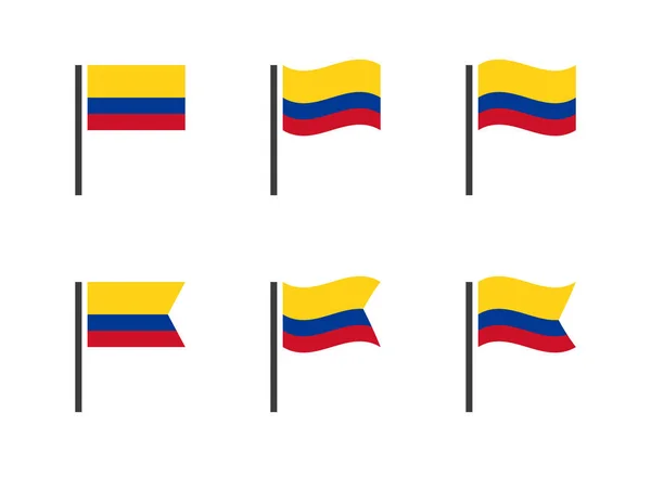 Conjunto de iconos de bandera de Colombia, símbolos de la bandera de la República de Colombia — Archivo Imágenes Vectoriales