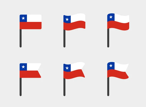 Conjunto de símbolos de bandera de chile, iconos de bandera nacional de República de chile — Vector de stock