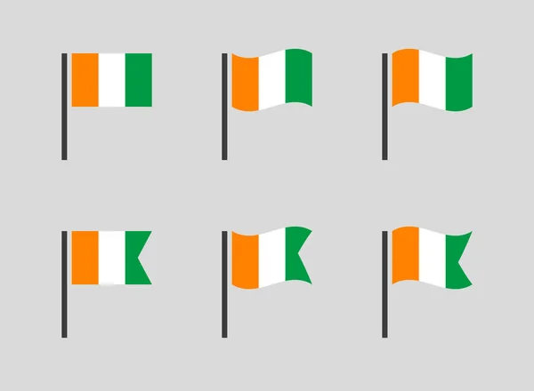Ensemble d'icônes Drapeau de la République de Côte d'Ivoire, Symboles du drapeau de la Côte d'Ivoire — Image vectorielle
