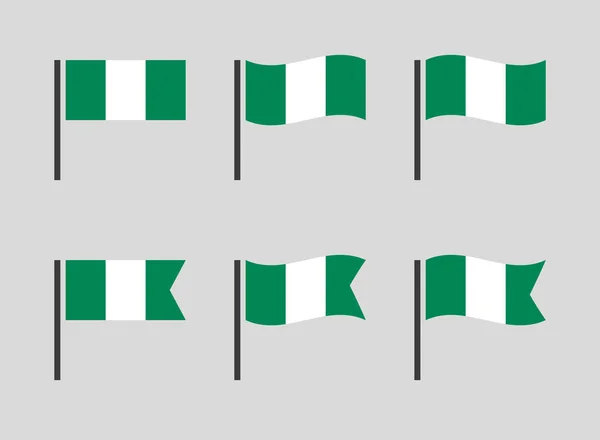 Vlag van de Federale Republiek Nigeria pictogrammen ingesteld, Nigeria vlag symbolen — Stockvector